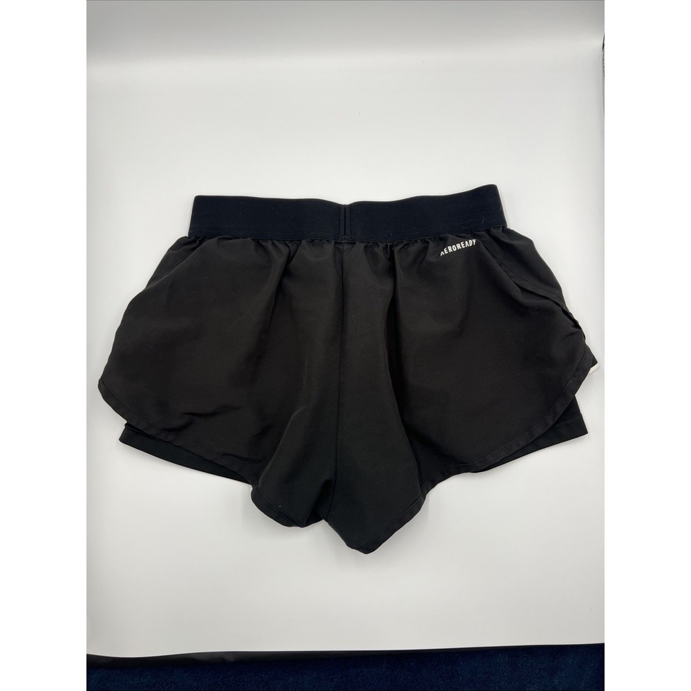 Adidas Aeroready Women's Black Shorts With Undershorts Inside Size Medium - Picture 3 of 8